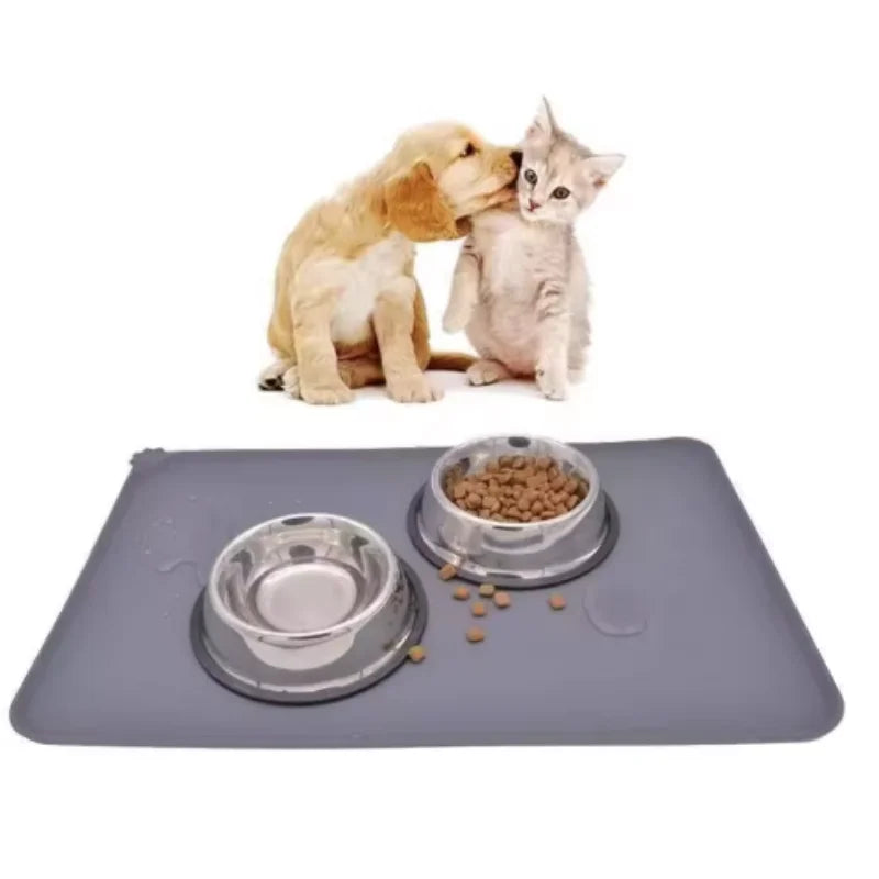 Silicone Pet Meal Mat Waterproof Anti-Slip Cat Food Mat Puppy Feeding Bowl Mat No Cleaning Required Pet Accessories